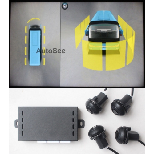 16pcs Radar sensors 3D 360 degree camera AVM surround view Birds eye 4 way DVR for Bus Truck Caravan Lorry Van